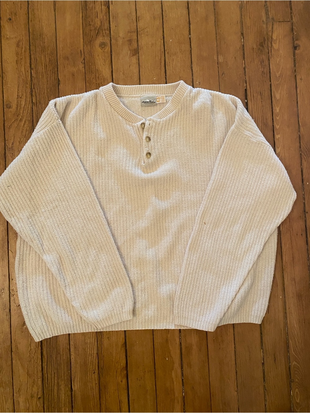 Classic Henley Knit Sweater - Light Beige